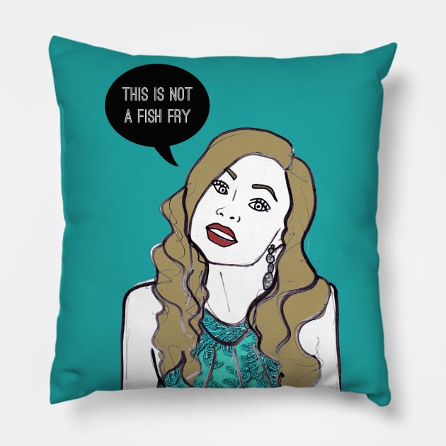 Fish Fry Pillow by Katsillustration