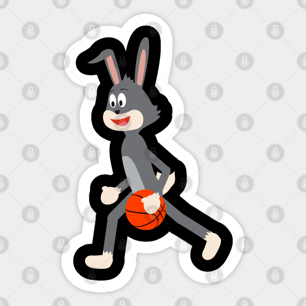 Cartoon Rabbit Basketball Running and Dribbling - Basketball - Sticker | TeePublic Cartoon Rabbit Basketball Running and Dribbling - Basketball - Sticker | TeePublic