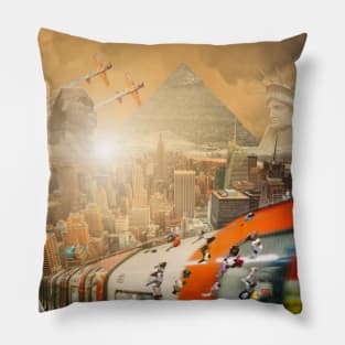 From Cairo to London & NYC: A Surreal Collage Pillow