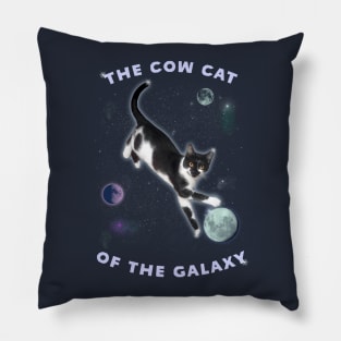 Funny Galaxy Cat - "Cow Cat of the Galaxy" Cow cat and moon Pillow