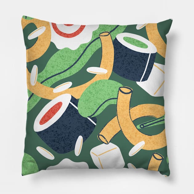 Colorful Flying sushi Pillow by Karla-Kiky