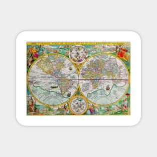 Jan van Doetecum - New World Map 1594 -  Ancient Worlds Magnet