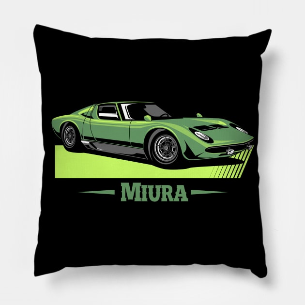 Lamborghini Miura Green Pillow by aredie19