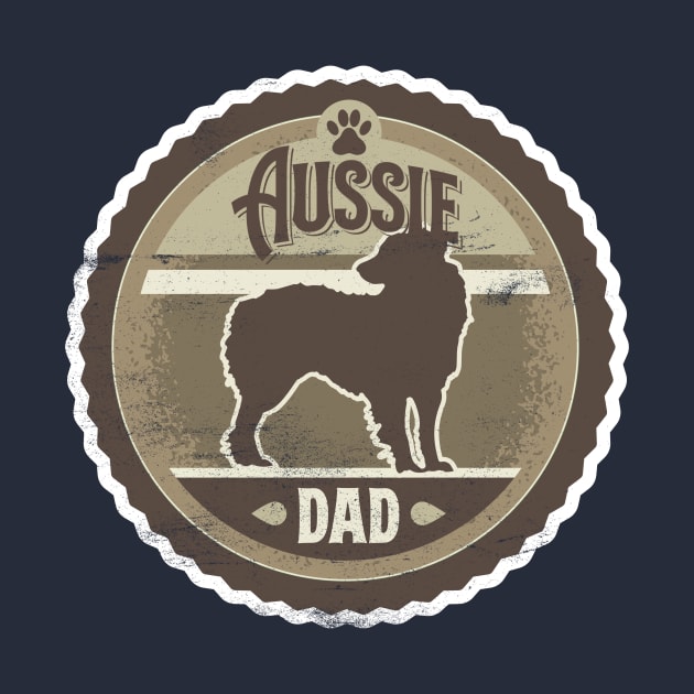 Aussie Dad - Distressed Australian Shepherd Silhouette Design by DoggyStyles