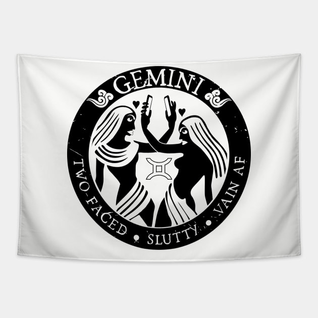 Savage Gemini Zodiac Antisocial Astrology Tapestry by atomguy