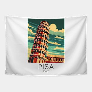 A Vintage Travel Illustration of Pisa - Italy Tapestry