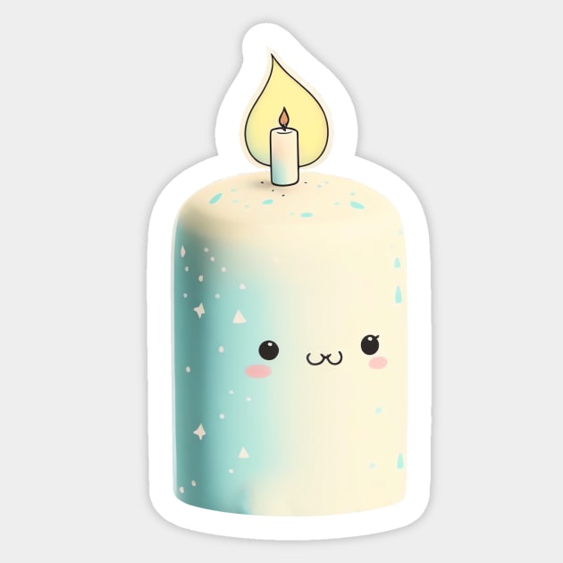 White Candle with a tiny candle - Candle - Sticker