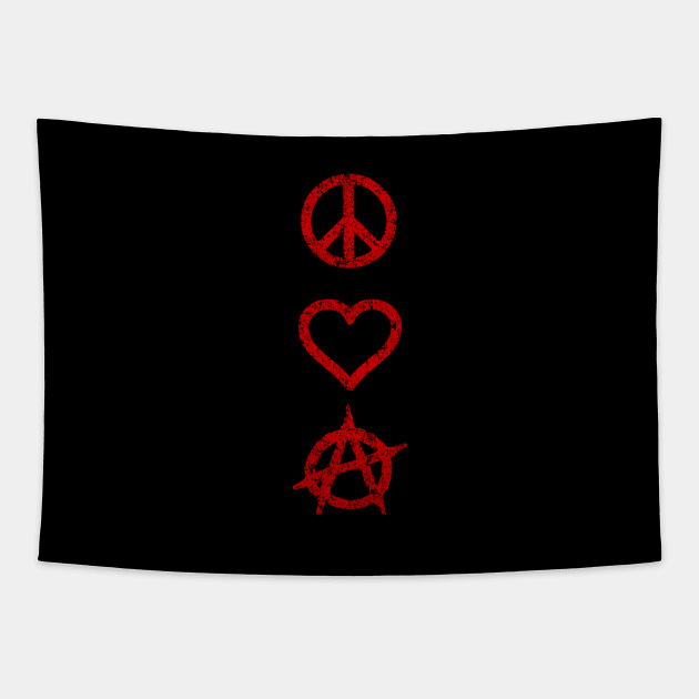 Peace. Love. Anarchy. Tapestry by bronzarino