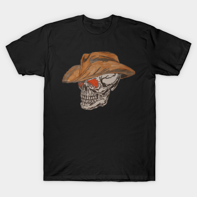 Horror Skull Bones Line Art Iron Cowboy Skull - Horror Skull Bones Line Art Iron Cowbo - T-Shirt