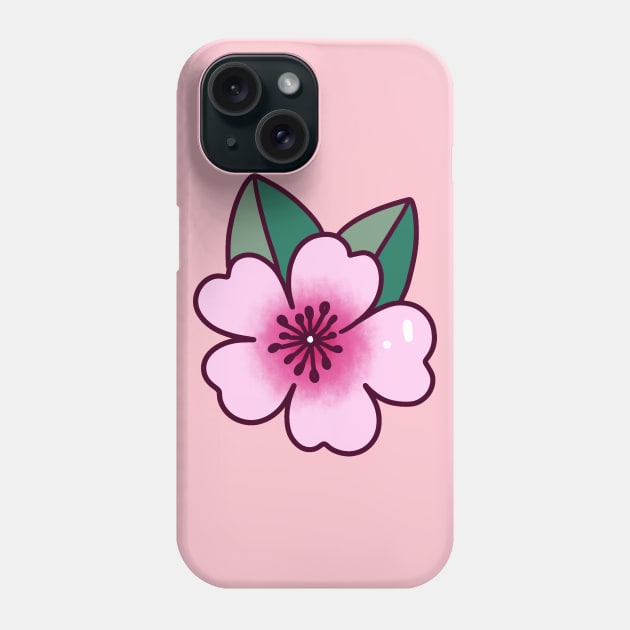 Cherry Blossom with Two Leaves Phone Case by saradaboru