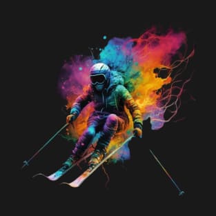 Skiing in a Rainbow Storm T-Shirt