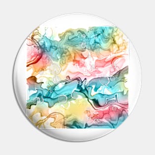 Alcohol Ink swirl - Turquoise &amp; pink Pin