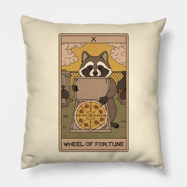 Wheel of Fortune - Raccoons Tarot Pillow by thiagocorrea