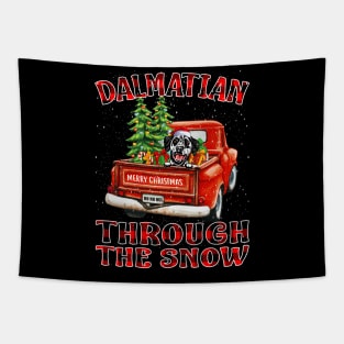 Christmas Dalmatian Through The Snow Dog Santa Truck Tree Tapestry