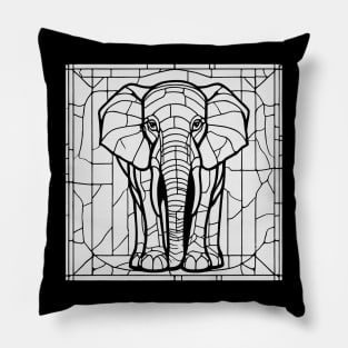 Stained Glass Elephant (White) Pillow