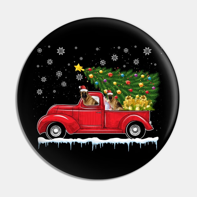 Red Truck pick up German Shepherd Christmas  lover gift T-Shirt Pin by CoolTees