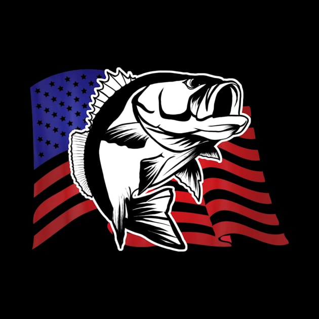 Bass Fishing American USA Flag For Fisherman by Danielss