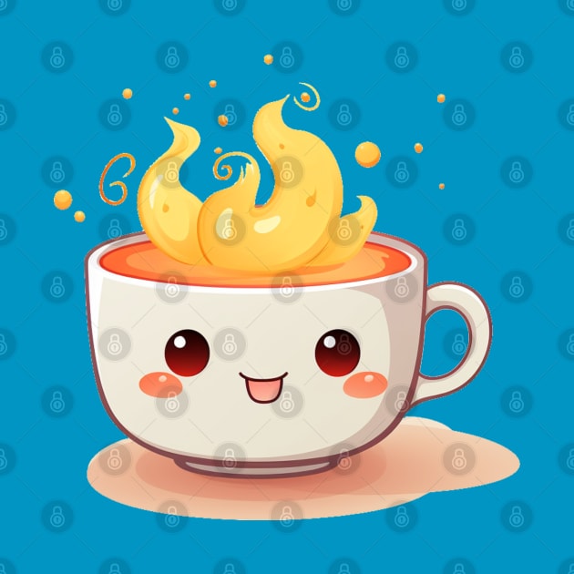 a cute cup of tea fire and burn by MilkyBerry