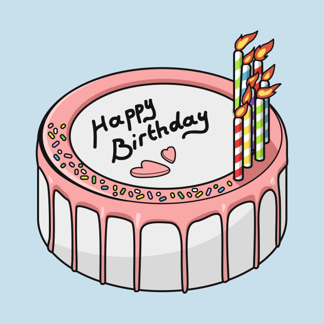 Birthday cake cartoon illustration by Miss Cartoon