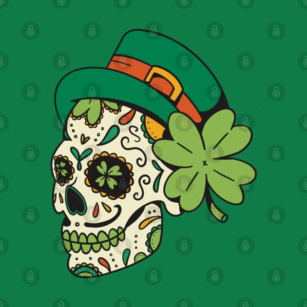 Saint Patrick's Day Sugar Skull St Patricks Day Of The Dead Lucky Shamrock Clover by Kali Space