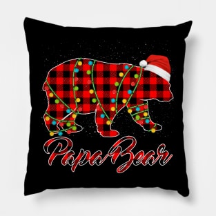 Papa Bear Pajama Red Buffalo Xmas Funny Family Christmas Pillow