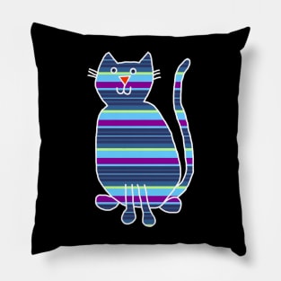 Cat Stripes Blue Pillow