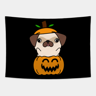 Funny pug is in a pumpkin Tapestry