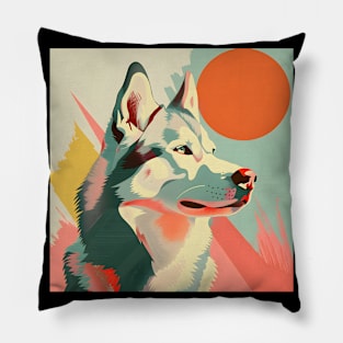 Alaskan Malamute in 70's Pillow