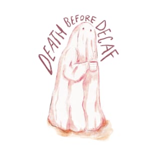 Death Before Decaf Ghost Illustration T-Shirt