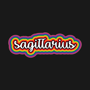 Sagittarius Astrology Script Typography Gay Pride Rainbow T-Shirt