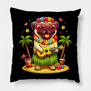 Hawaii Pug Summer Outfits Pillow