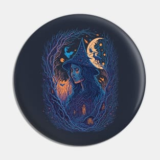 Pretty Witch in the Woods - in the Forest Pin