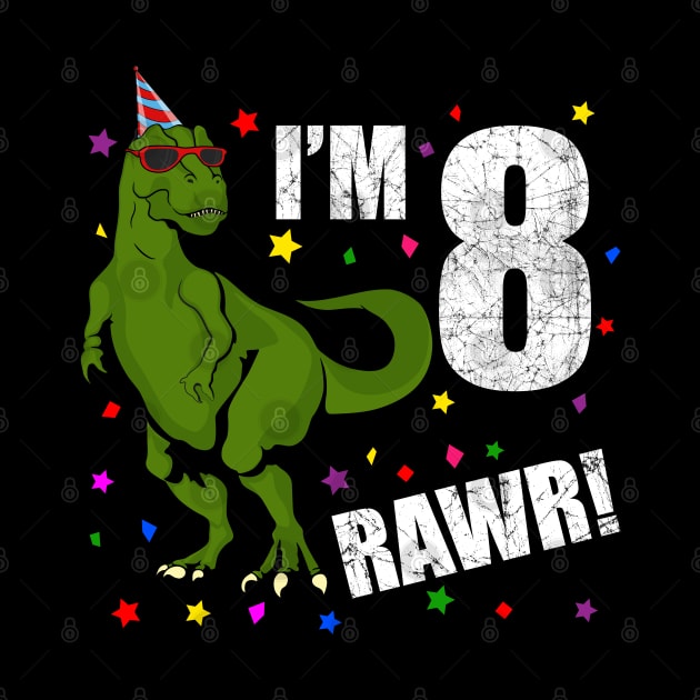 Bday Kids 8 Years Old Dinosaur Birthday by KawaiiAttack