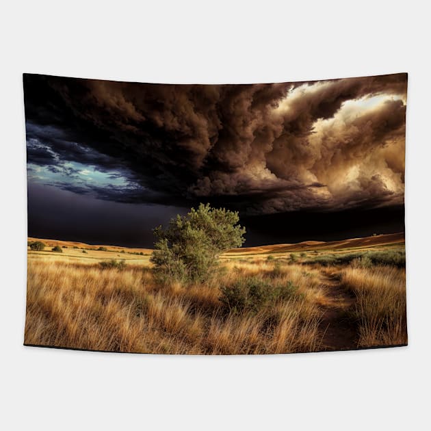 A Large Storm Cell Out on the Plains - Landscape Tapestry by jecphotography