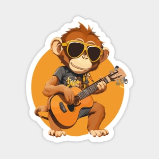 Monkey Play Guitar Magnet