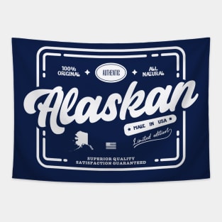 Authentic Alaskan Cool and Fun Alaska Resident White Stamp Vintage Print Tapestry