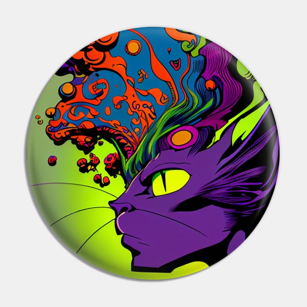 Psychedelic Cat 33.0 Pin by Adnorm Supply