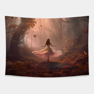 Dancing autumn fairy Tapestry