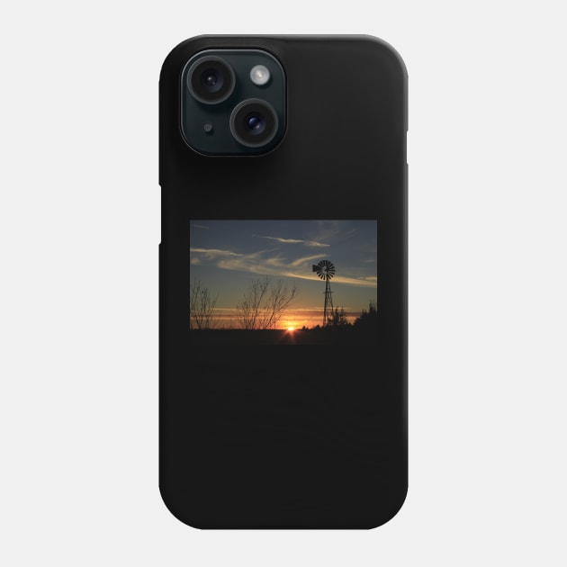 Windmill Sunset on the Kansas Prairie Phone Case by ROBERTDBROZEK