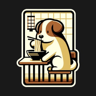 cute dog eating Ramen kawaii puppy noodles foodie T-Shirt