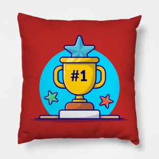 Gold Trophy Cartoon Vector Icon Illustration Pillow