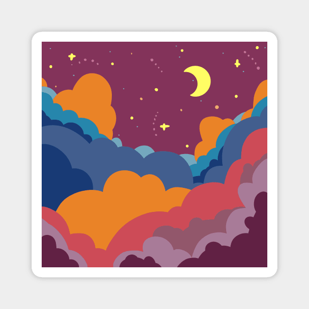 colorful starrynight Magnet by grafitytees