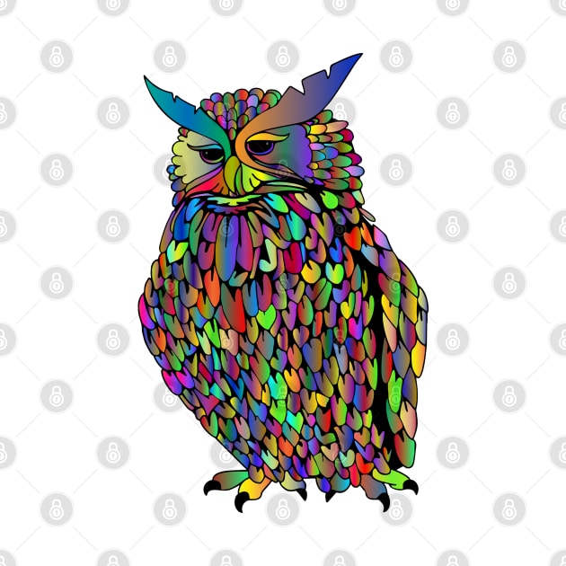 Owl Colorful Feather by Mako Design 