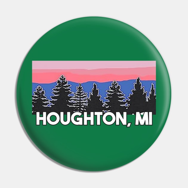 Yooper Life Houghton MI Blush Sunset Pine Tree Sunset T-Shirt T-Shirt Pin by The Yooper Life