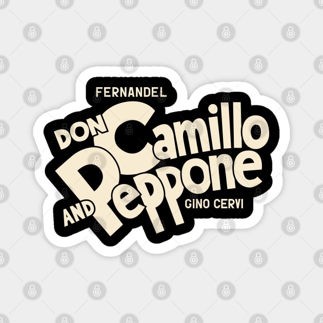 Don Camillo and Peppone Typography Design Magnet by Boogosh