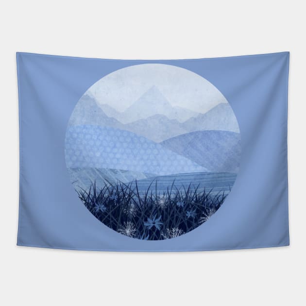 Blue Landscape Tapestry by KatherineBlowerDesigns