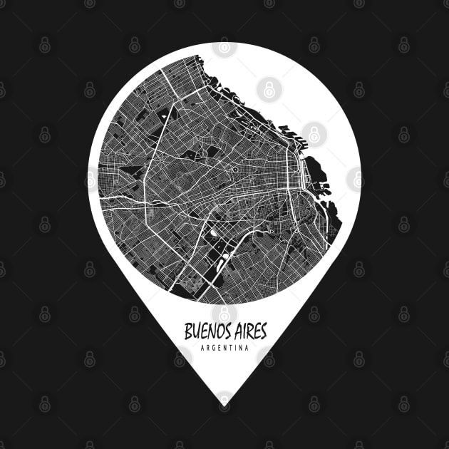 Buenos Aires, Argentina City Map - Travel Pin by deMAP Studio