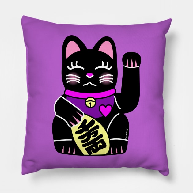 Black Maneki neko Pillow by Pendientera