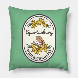 Spartanburg South Carolina Wren SC Tourist Souvenir Pillow