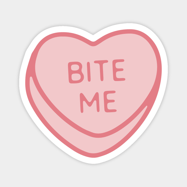 Pink Candy Conversation Heart Bite Me Magnet by maura41